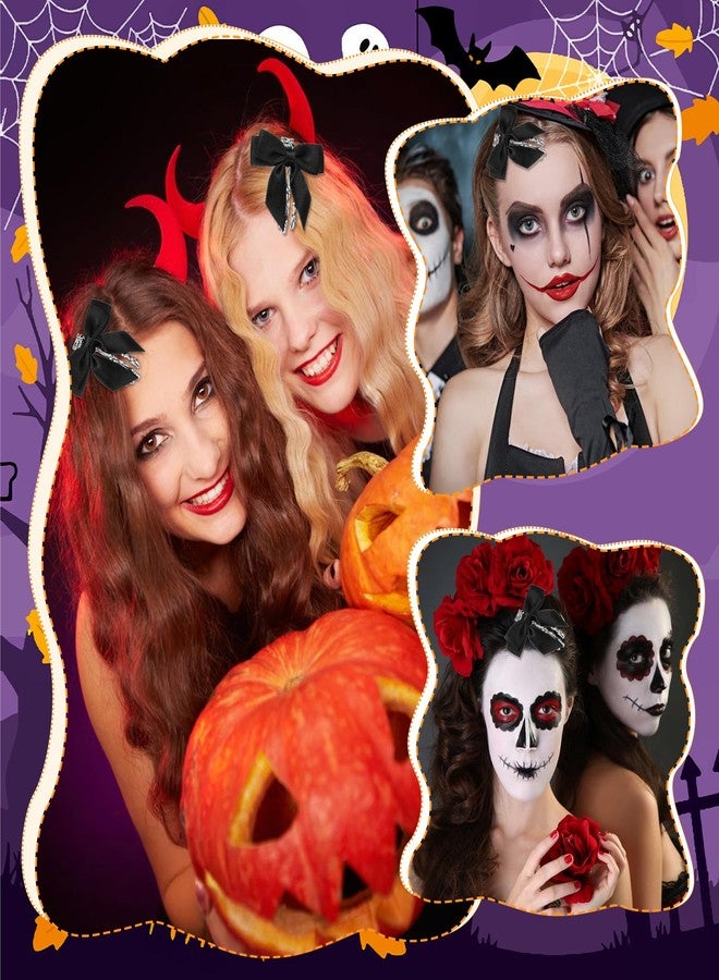 Matwsec 2 Pcs Skeleton Hand Hair Clips with Bow Halloween Hair Clips Goth Skull Hair Emo Hairpins Cute Skull Claw Hairpins for Girls Halloween Accessories for Women Party Cosplay Decoration - Image 4